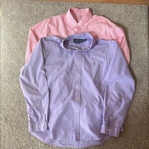 Two Men’s Checkered Shirts Ralph Lauren XL Purple  
J. Crew Pink XL Slim Fit
